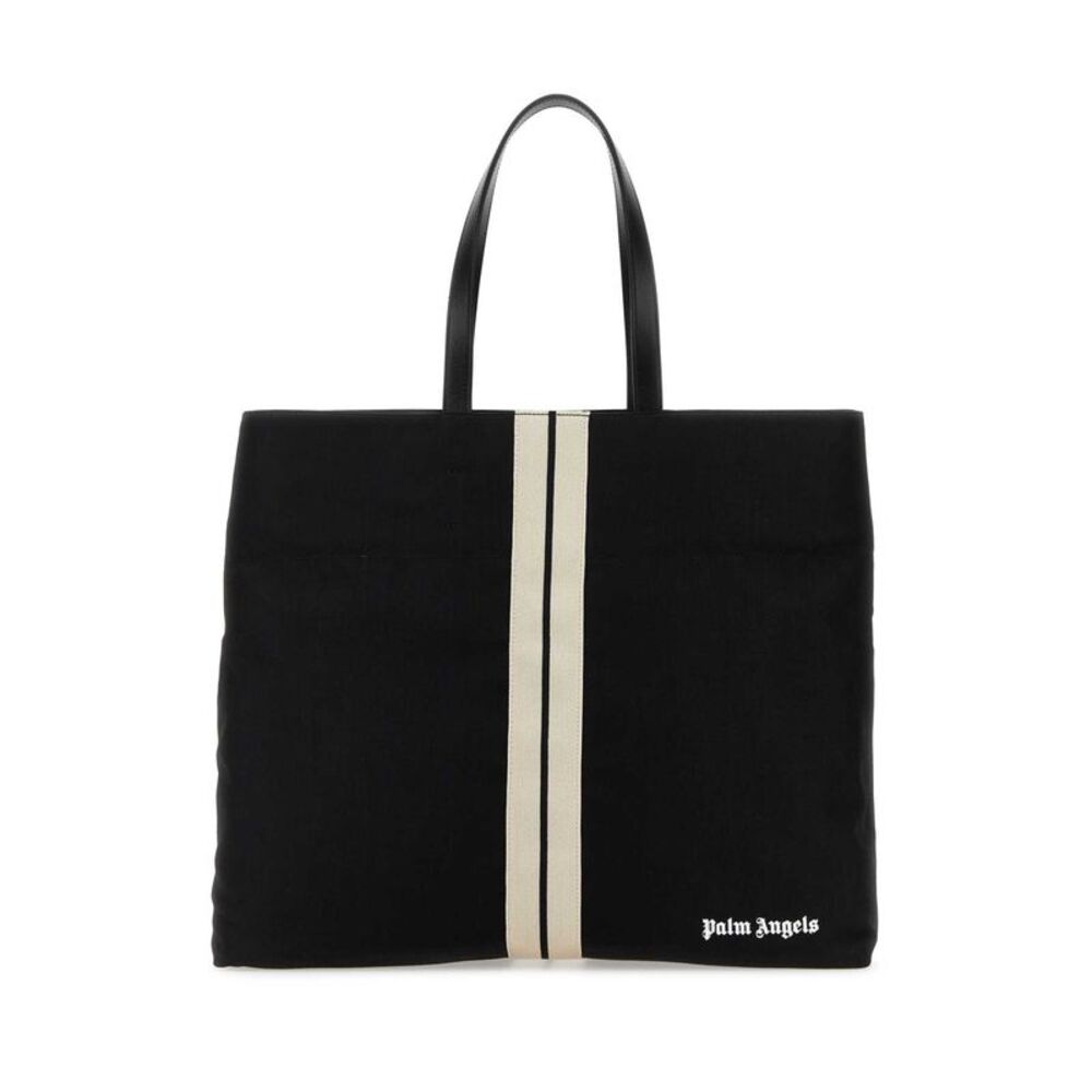 Palm Angels Men Black Canvas Shopping Bag
